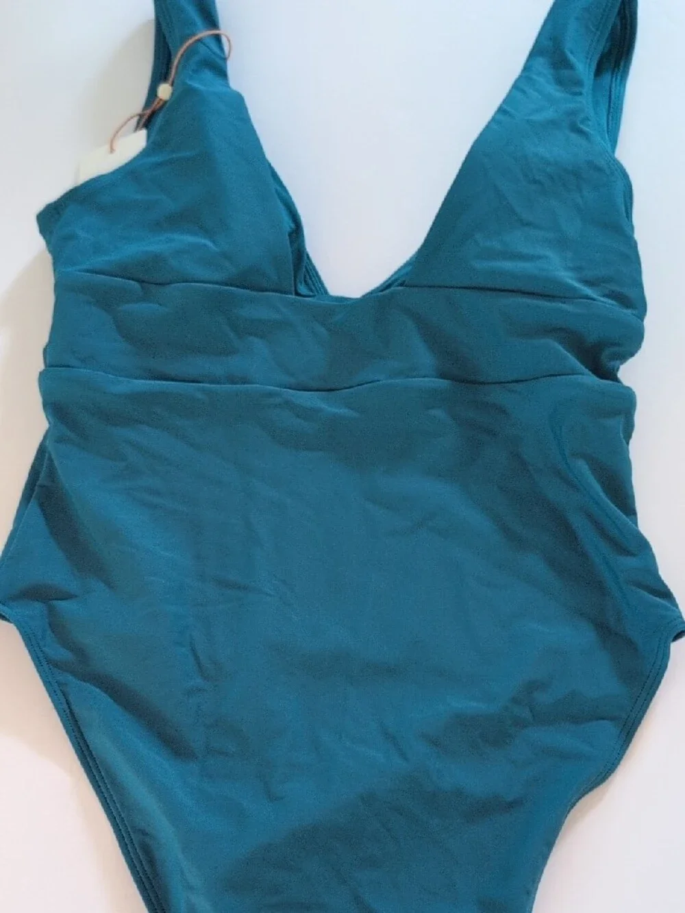 Quince Italian PlungTeal One-Piece Swim Suit  Large NWT - Picture 6 of 9